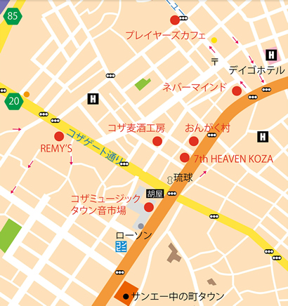 コザロックツアーズ地図